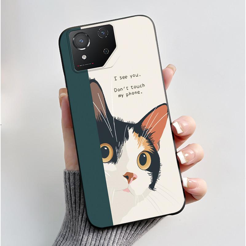 Casing For Asus ROG Phone 8 Phone8 ROG8 Pro Case Luxury Dragon Cute Cool Boys Girls Slim Black Matte Soft TPU Back Protect Cover