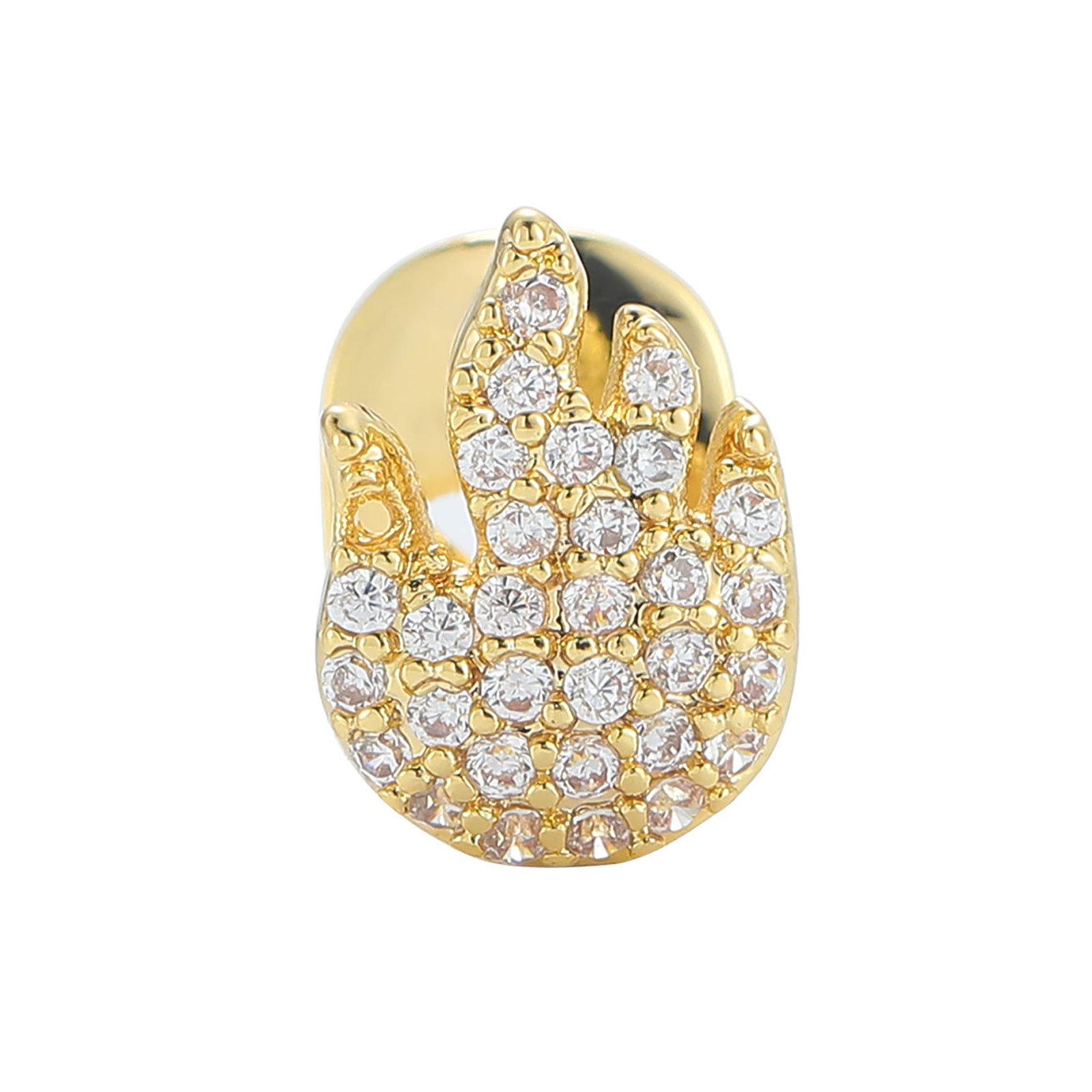European & American Hip Hop Flame Blinking Zirconium Upper Teeth Grillz золотой