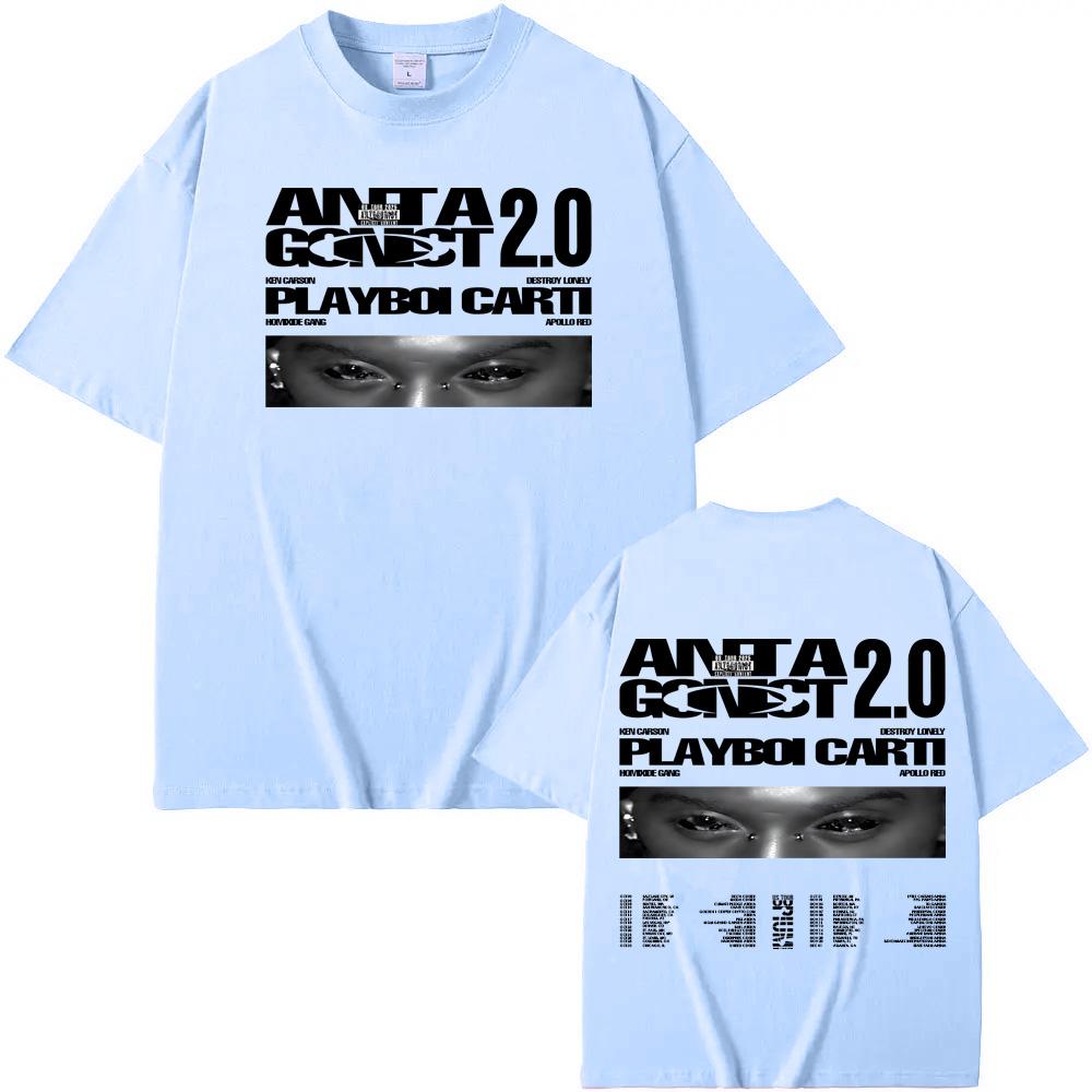 Camiseta Playboi Carti-Antagonist TOUR Gráfica Hip Hop 100%Algodón Alta Calidad Camiseta Casual Ropa Punk Estilo del Mismo Cantante