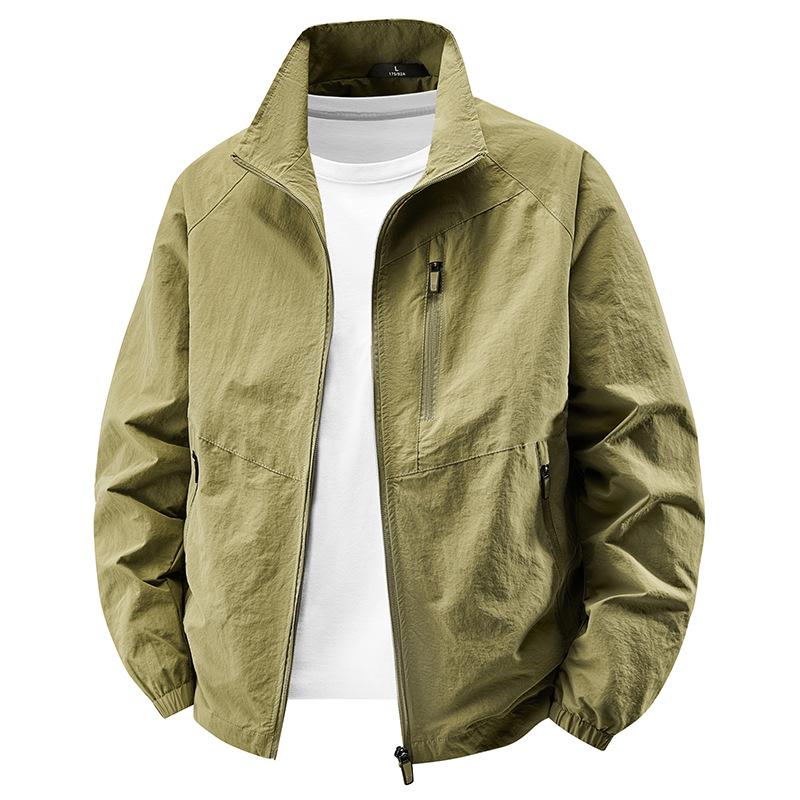Men's Casual Jacket, Stand Up Collar Jacket, Loose Plus Size Workwear Top