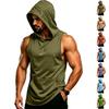 Men's Sleeveless Hoodie Muscle Fit Gym Tank Top Breathable Quick Dry Workout Vest for Fitness Training