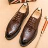 Fashion Designer New Black Brown Lace Up Patent Leather Oxford Shoes For Men Wedding Dress Prom Flats Zapatillas Hombre