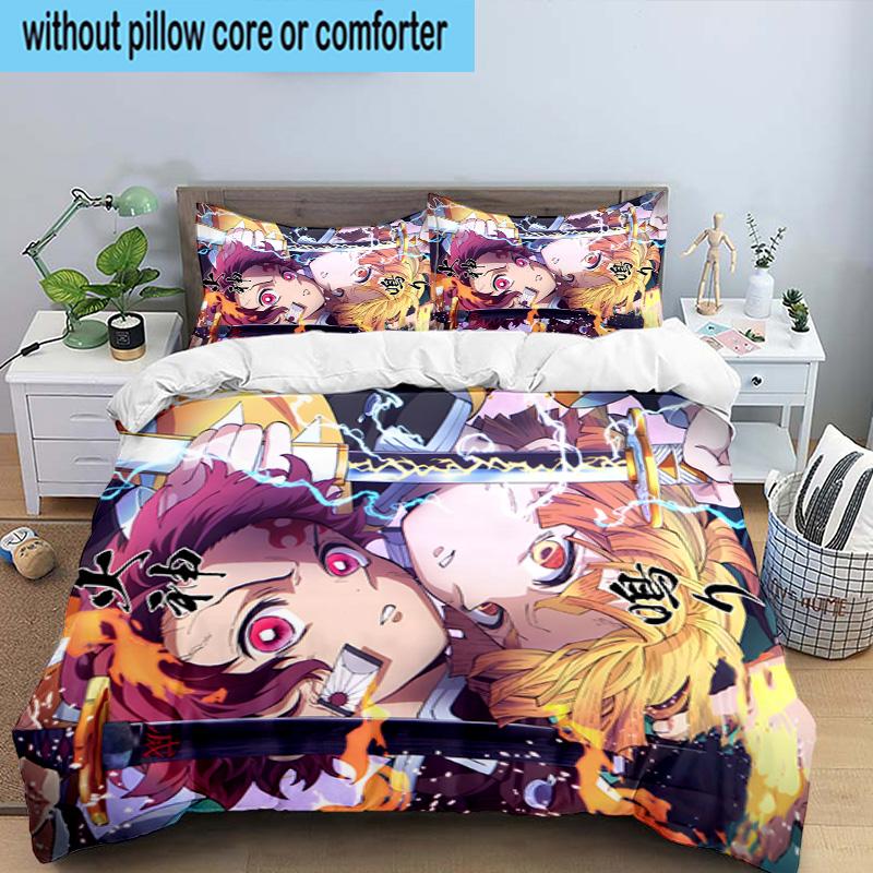 Powerful Demon Anime 3PCS Bedding set,Ideal for1pc Duvet Cover And 2pcs Pillowcases Perfect for Christmas gift,Ideal for Bedroom, Dormitory