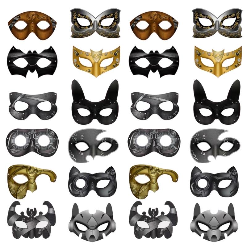 DIY Painted Paper Mache Mask Masquerade Mask Animal Half Face Mask Halloween Cosplay Costume Props for Kids Teen Gifts