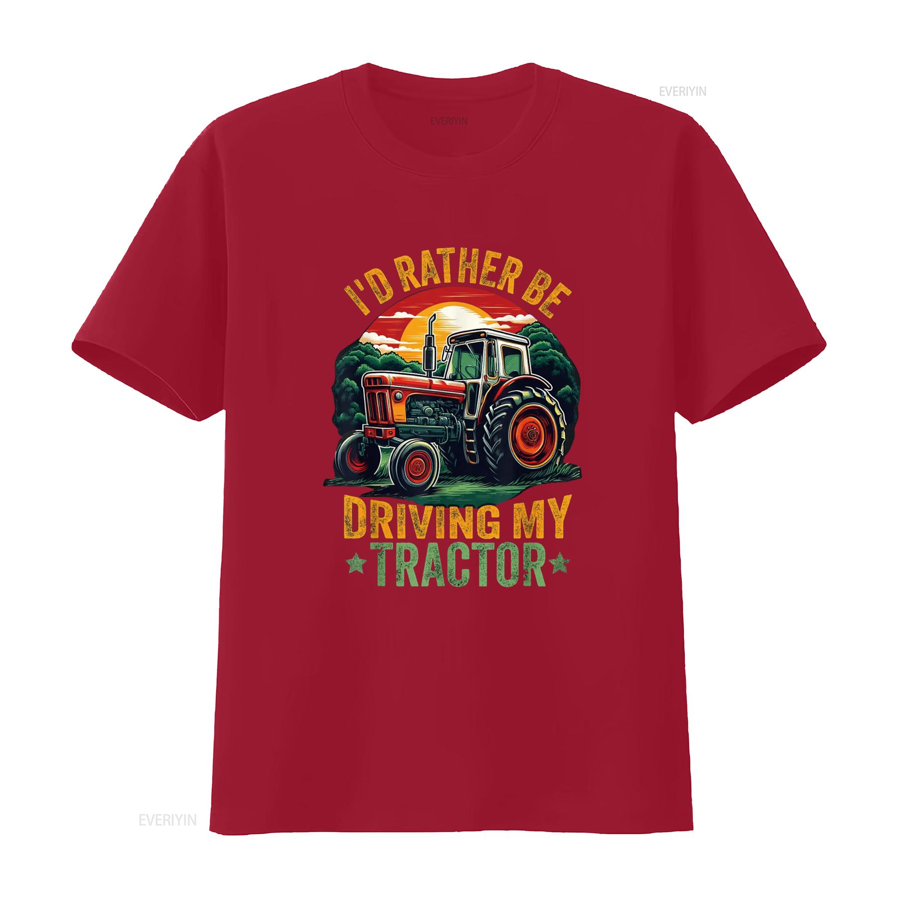 I d Rather Be Driving My Tractor Farmer Farm Farming Boys T Shirt vintage Washed Slightly streetwear Breathable Stylish Casual S