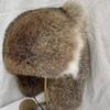 Rabbit Fur Whole Leather Hat Cat Ear Hat Autumn and Winter Ladies Sweet Cute Ball Fur Ear Hat Thickened Warm