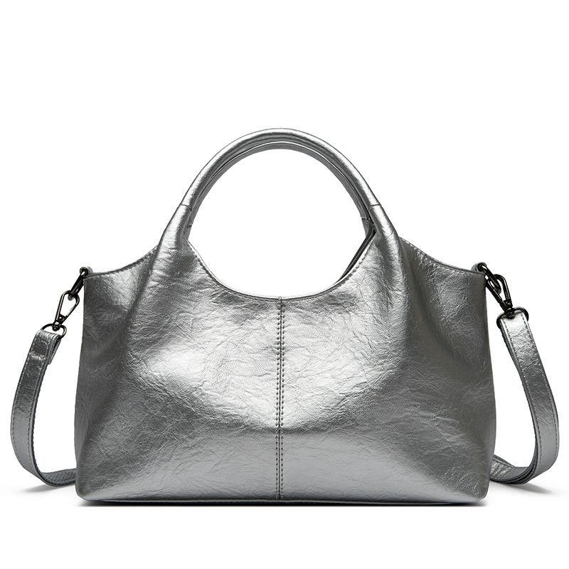 Bolso de Mano Grande de Moda para Mujer de Cuero Genuino, Bolso Versátil de Hombro y Cruzado, Cuero Suave para Mujeres de Mediana Edad, Nuevo Estilo.