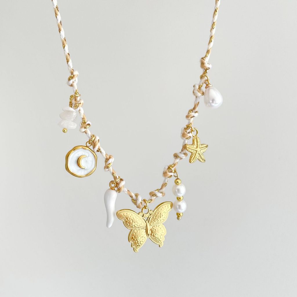 Summer Ocean Starfish Butterfly Shell Pearl Necklace For Female Fashionistas