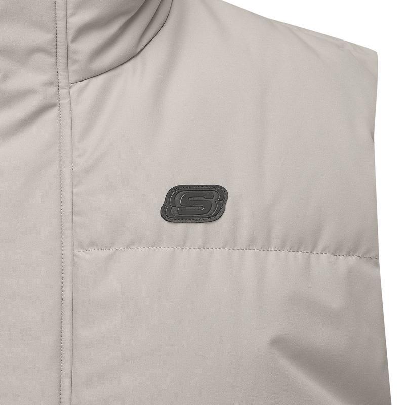 Skechers Sports Alliance Series Logo Insulated Comfortable Casual Versatile Vest Men vest Cashew L424M199-01NC