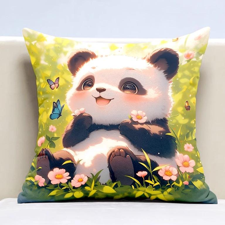 Cute Panda Pillowcase Dormitory Decoration Office Living Room Sofa Home Pillowcase