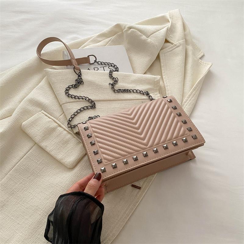

Stylish Pu Crossbody Bag For Women With Chic Small Square Design In Black And White хакі