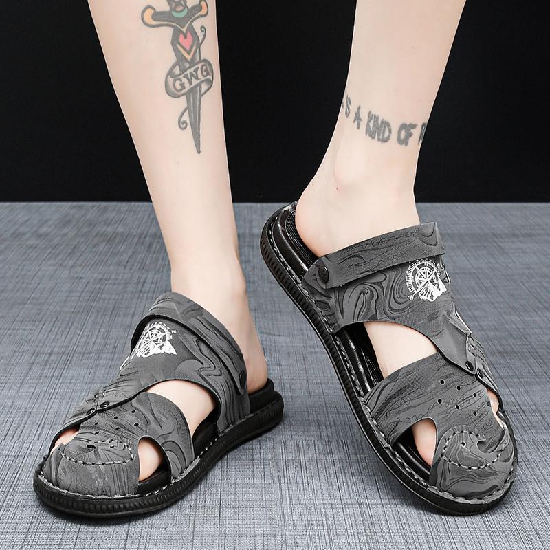 Fashion Outdoor New Design Men Rome Sandals Leather Fashion Sandals Black Men Summer Shoes Comfortable Cushion Soft Gladiator Sandals