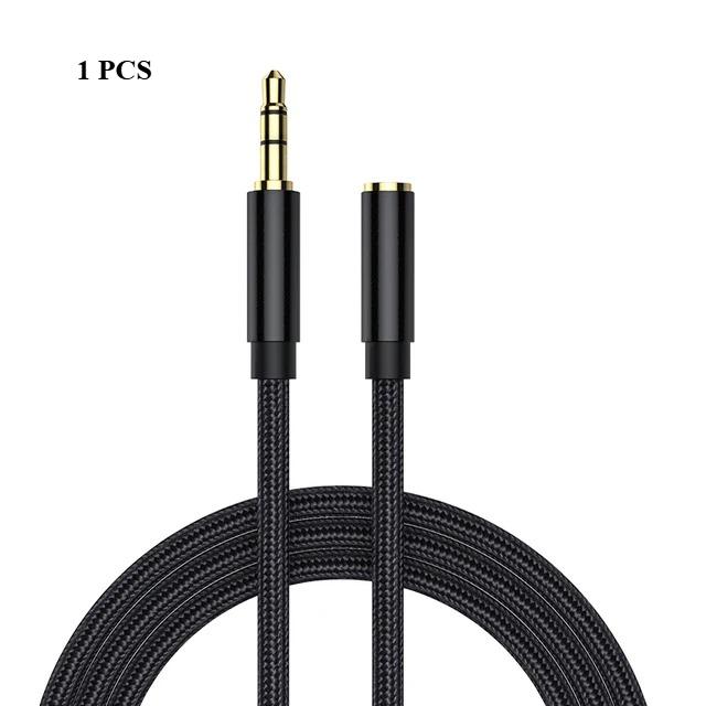 

New Jack 3.5 mm Audio Extension Cable Stereo 3.5mm Jack Aux Cable for Samsung Huawei P20 lite Xiaomi Redmi 5 plus Headphones PC 1m чорний