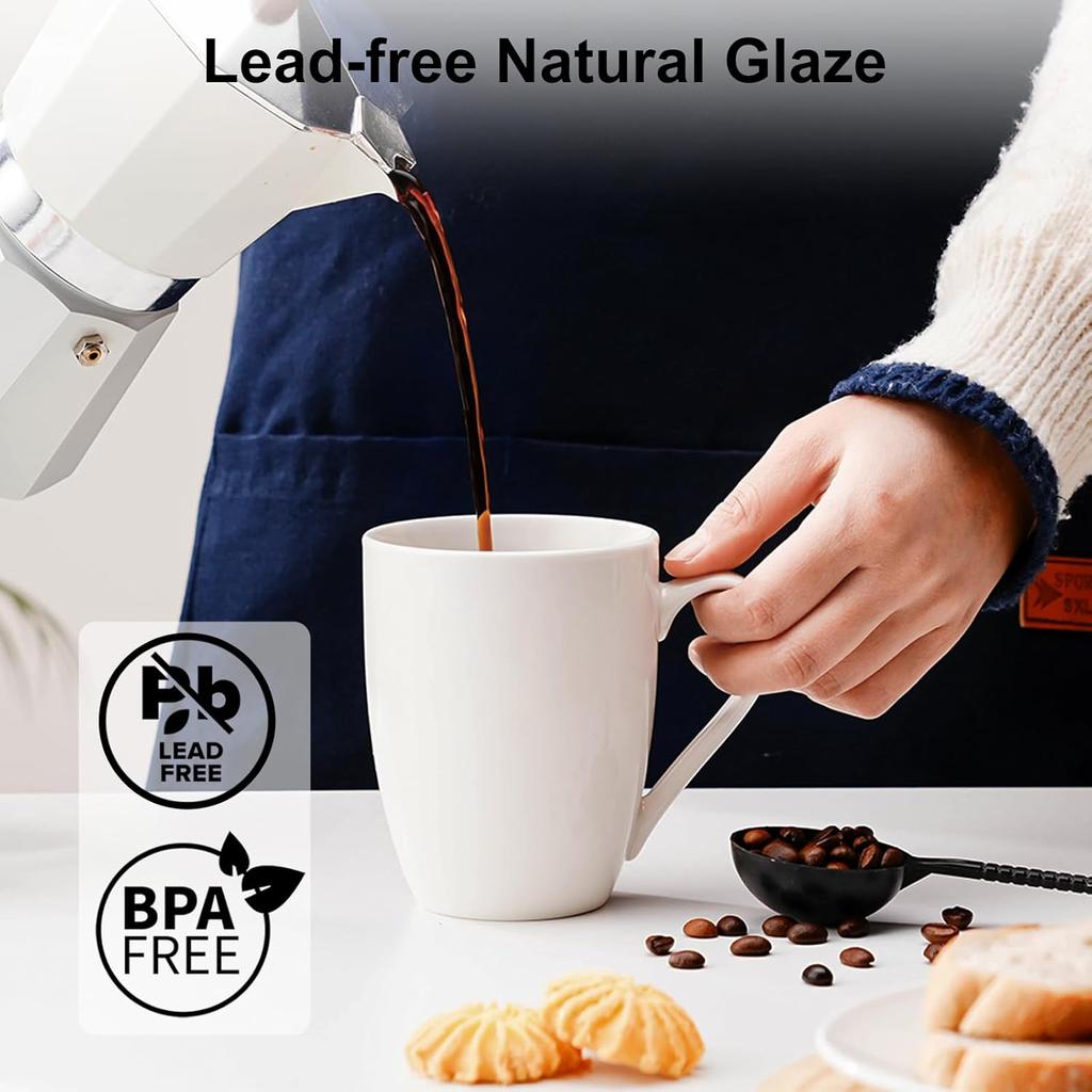 2ks hrnek na kávu Keramické velké šálky na kávu Keramické bílé hrnky na kávu na latte, čaj, cappuccino, kakao vhodné pro mikrovlnnou troubu