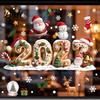 Adhesive Free Glass Ornaments Christmas Gingerbread Window Cling 2027, Static Stickers with Santa Claus Man Decals Snowman Reindeer and Snowflake for