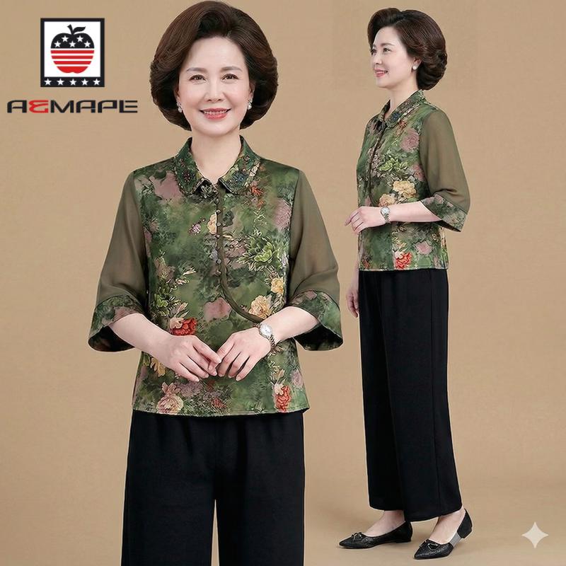 AEMAPE New Chinese Style Xiangyun Gauze Two-Piece Set 3XL