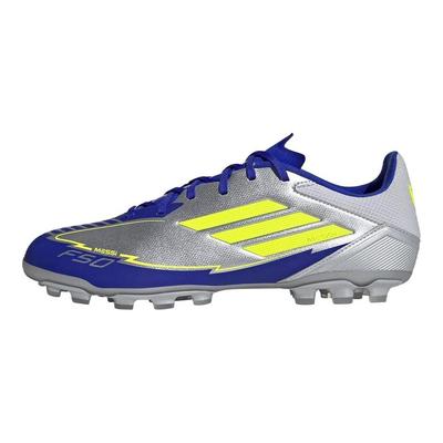 F50 League Round Toe Comfortable AG (Rubber Short Studs) Non-Slip Durable Soccer Shoes Men Soccer Shoes Silver Yellow JR8057