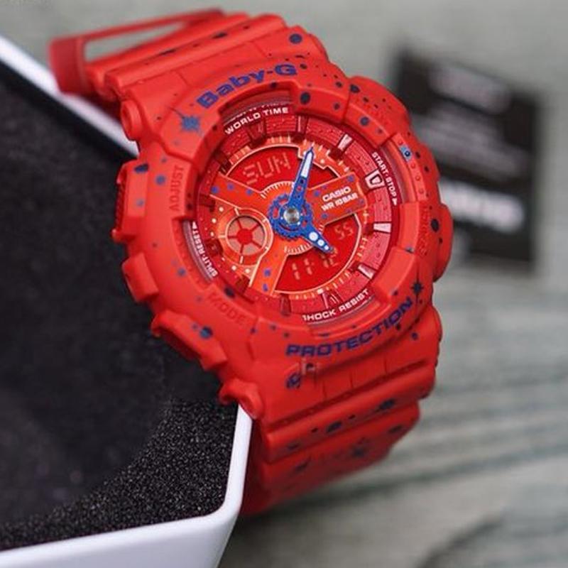 Casio BABY-G Starry Sky Fashionable Retro Street Classic Pointer Dual Display Dial Waterproof Movement Quartz Movement Resin Strap BA-110ST-4A