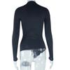 Women's Tight Round Neck Pullover Solid Colour Long Sleeve Pleated Irregular T-Shirt