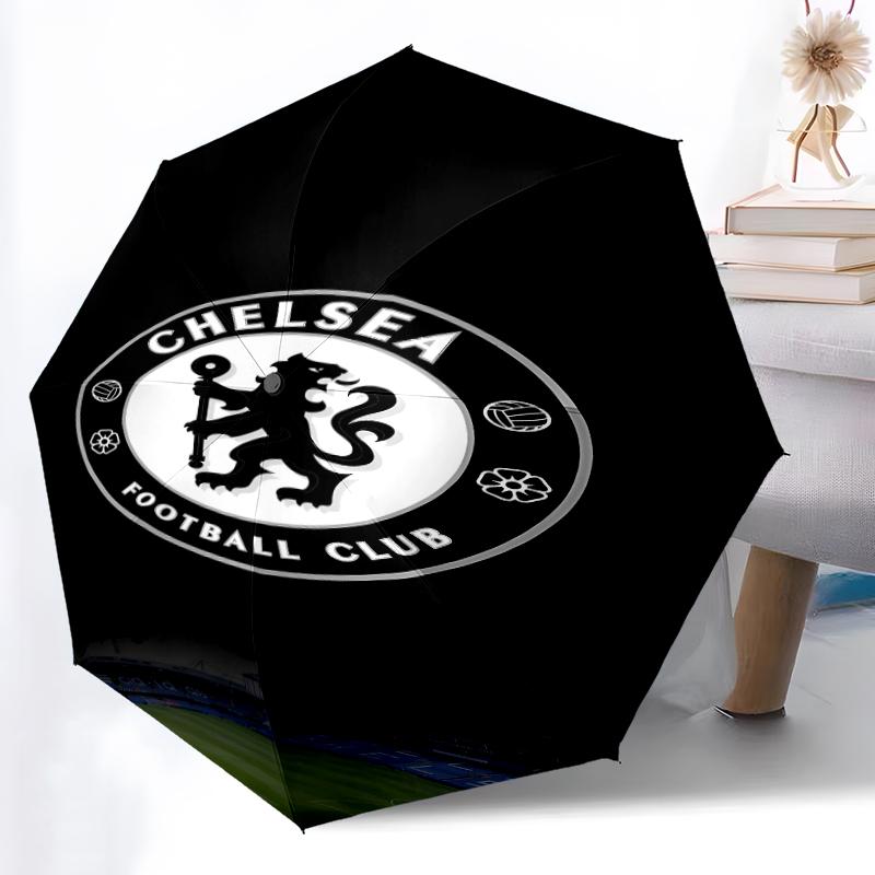 Printed Chelsea FC logo Printed Folding Umbrella,Outdoor,Leisure,And Travel Umbrella,Durable Umbrella Fabric,Birthday And Holiday Gift