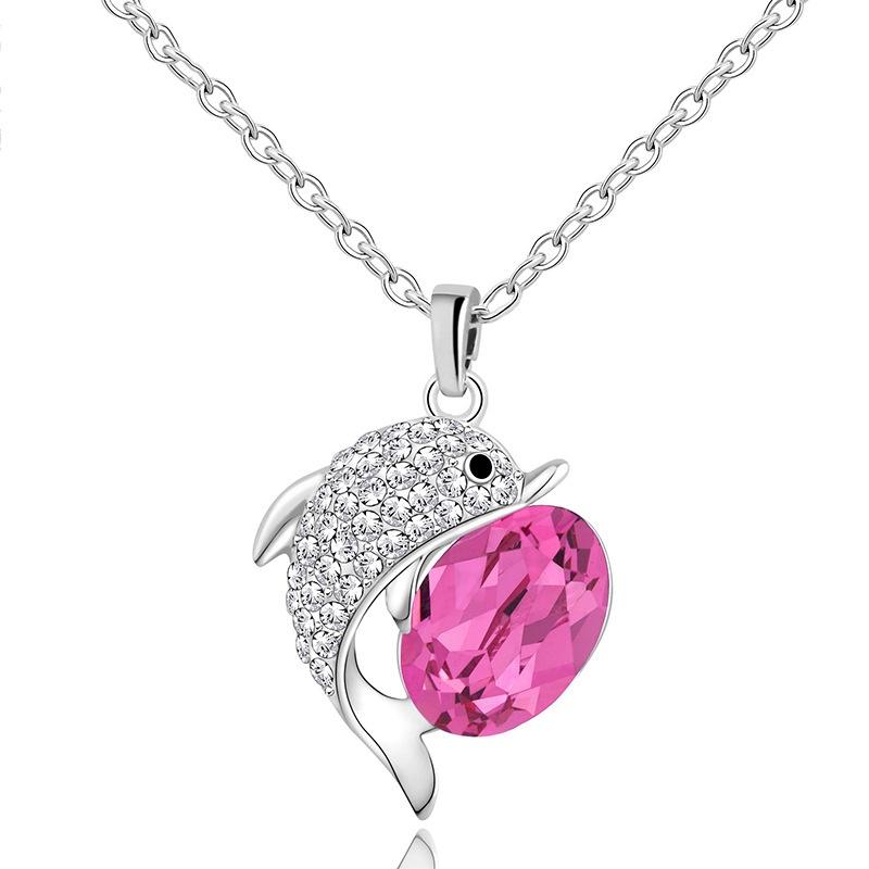 

Шикарные ожерелья со стразами в виде большого дельфина для мужчин и женщин, цепочки со льдом, рэперские ювелирные изделия, подарки красный