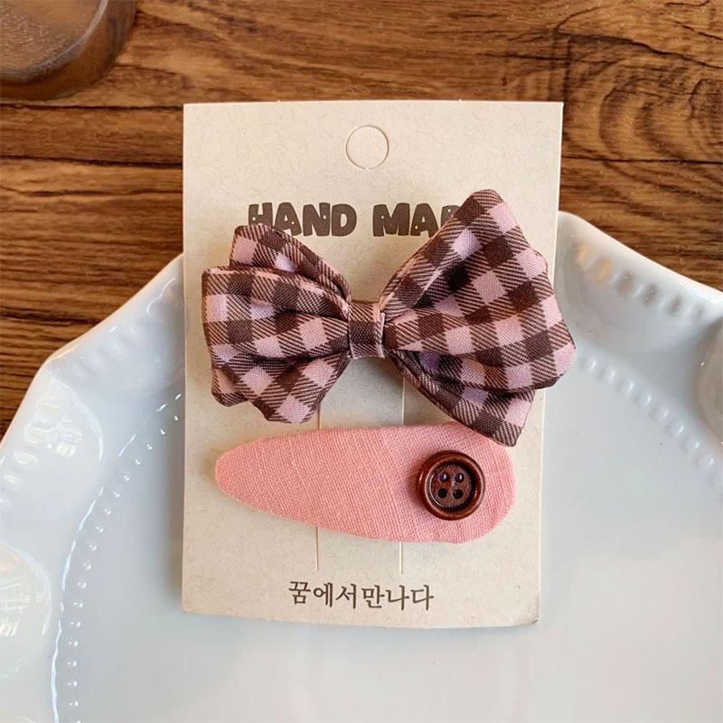 Pink Bow Fabric Hair Clip - Korean Style Coffee Hair Accessory for Women