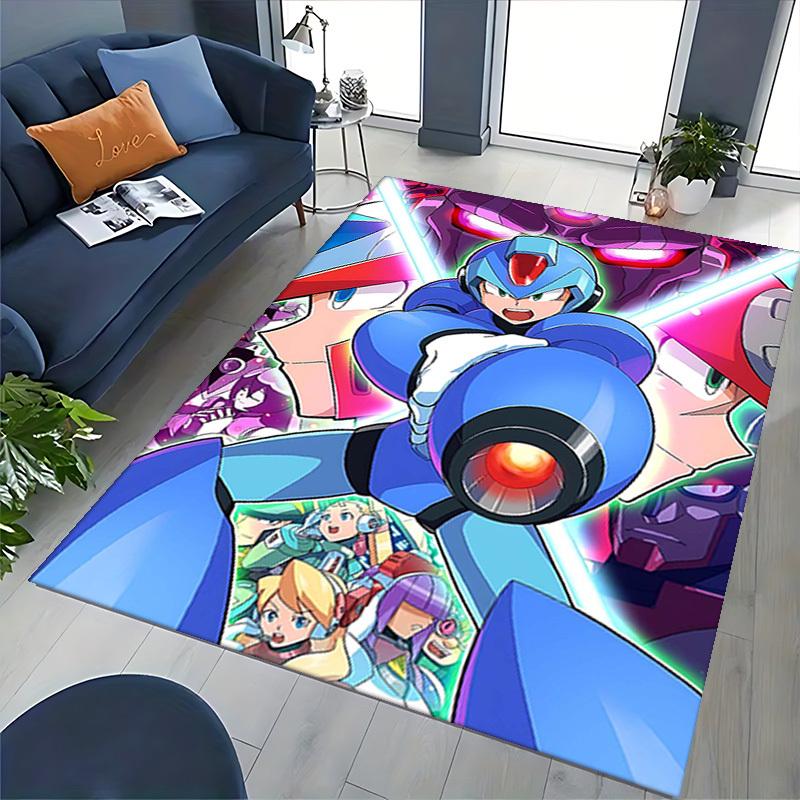 1pc Mega Man Anime Cartoon Design Office Chair Mat Non-Slip Carpet for Home Decor, Suitable for All Seasons, Ideal As a Gift for Fans.Y032