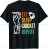 Eat Sleep Cricket Repeat Cricket Player Youth Men Boys Kids T-Shirt Unisex Summer Streetwear Tops Mens Clothing Camiseta Hombre