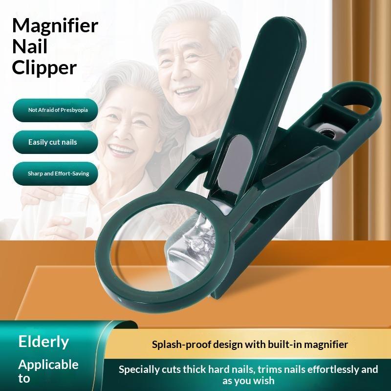 Magnifying Glass Nail Clipper Anti-Splash Non-Slip Large Nail Trimmer 1PC Suitable for Thick Nails Seniors Household Use