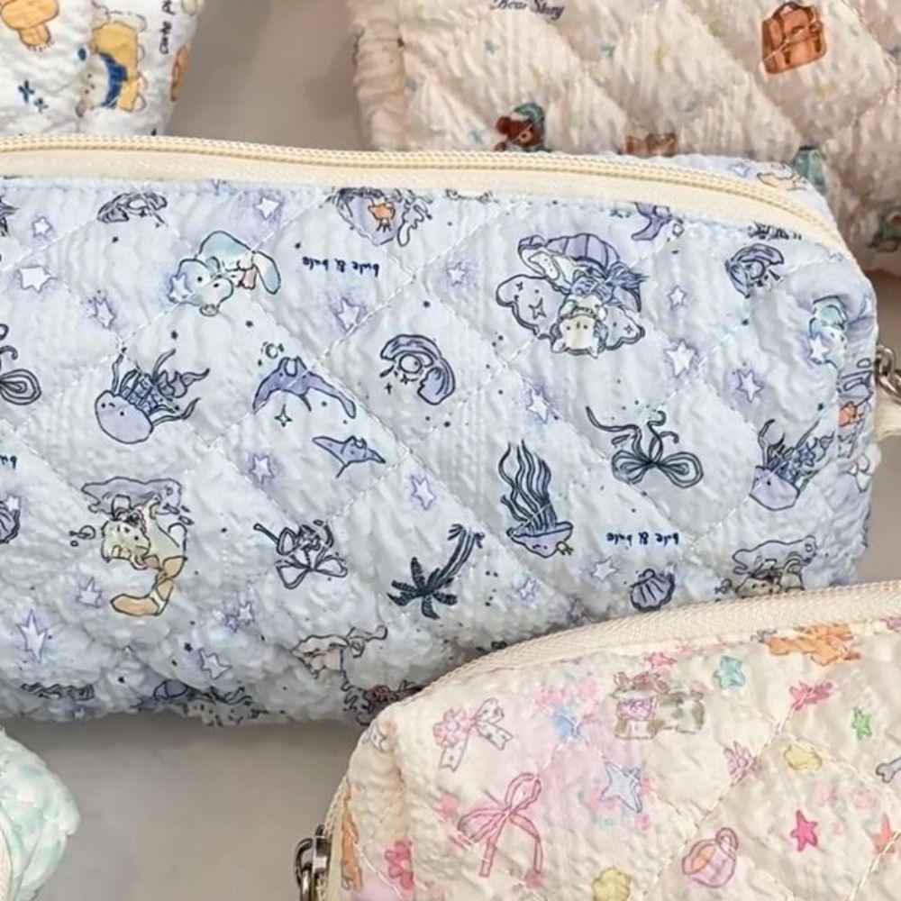 Portable Zipper Stationery Bag Cartoon Animal Pattern Cosmetic Bag Bubble Cloth Coin Purse  Student