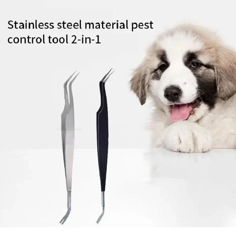 2 In 1 Tick Remover Tool Professional Removal Tweezers for Humans & Pets Pets Flea and Tick Removal Remover Tools