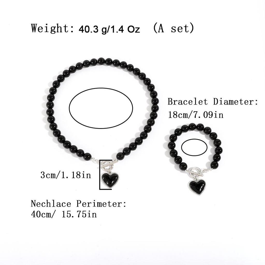 European and American Simple Imitation Pearl Heart Pendant Necklace