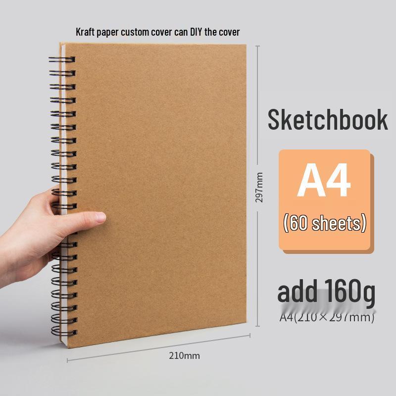 A4 Coil-Bound Thickened Sketchbook: Blank Watercolor Marker Paper for Children's Art