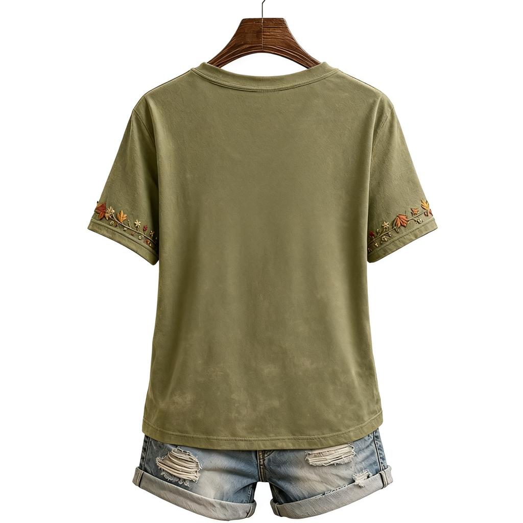 Women's Casual Halloween Print V-Neck Short Sleeve T-Shirt Top for Fall and Daily Wear