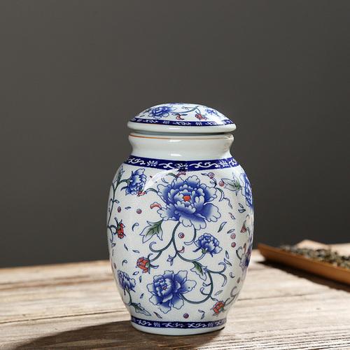 Vintage Geprägtes Blumen-Keramikgefäß Feuchtigkeitsdicht Verschließbar Tee Kaffee Süßigkeitenbehälter Küchen-Gewürzbehälter Porzellan-Handwerk Heimdekoration