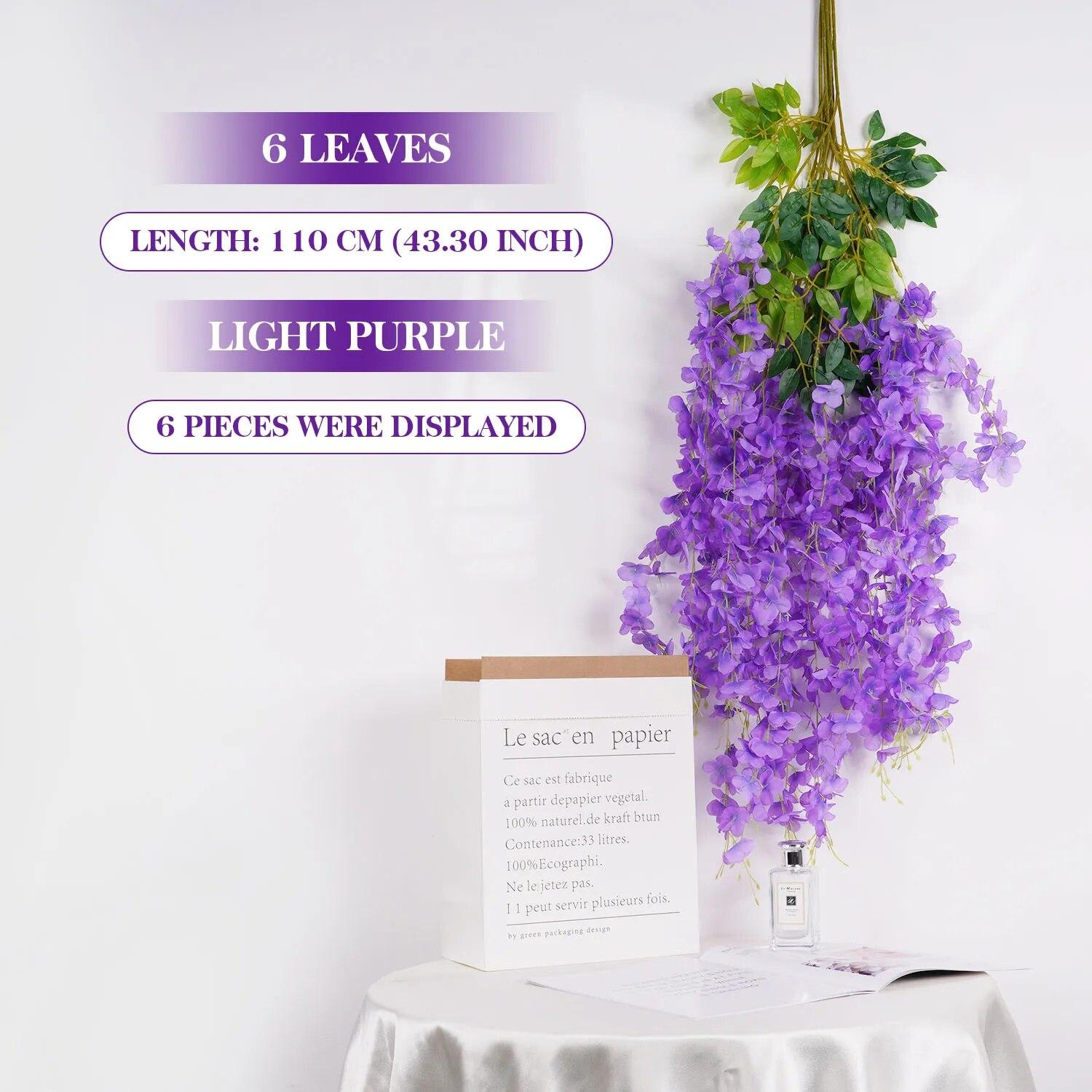 

Artificial Flower Vine Ivy Leaf Garland for Home Wall Plant Fake Wisteria Flower Decor Wedding Arch Flower Decor 110cm Wisteria 1pcs