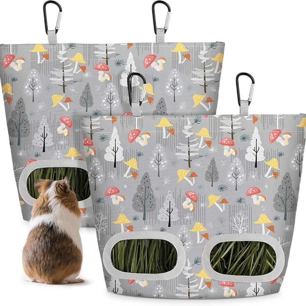 Dual Opening Guinea Pig Hay Feeder Hanging Hay Management Rabbits Hay Bag Chew-Proof Easy Clean Storage Dispenser Hamster