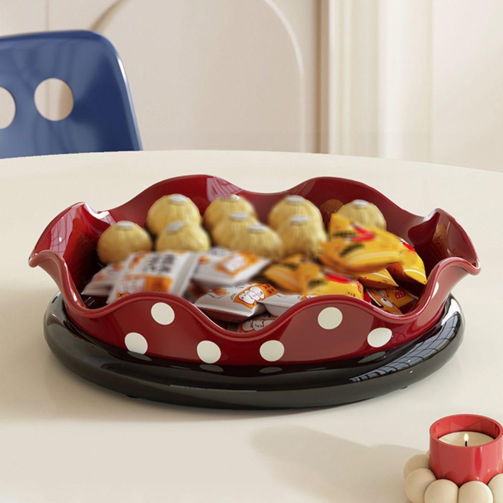 Large Capacity 360° Rotating Fruit Plate Round Kitchen Seasoning Rack Nut Tray  Refreshments