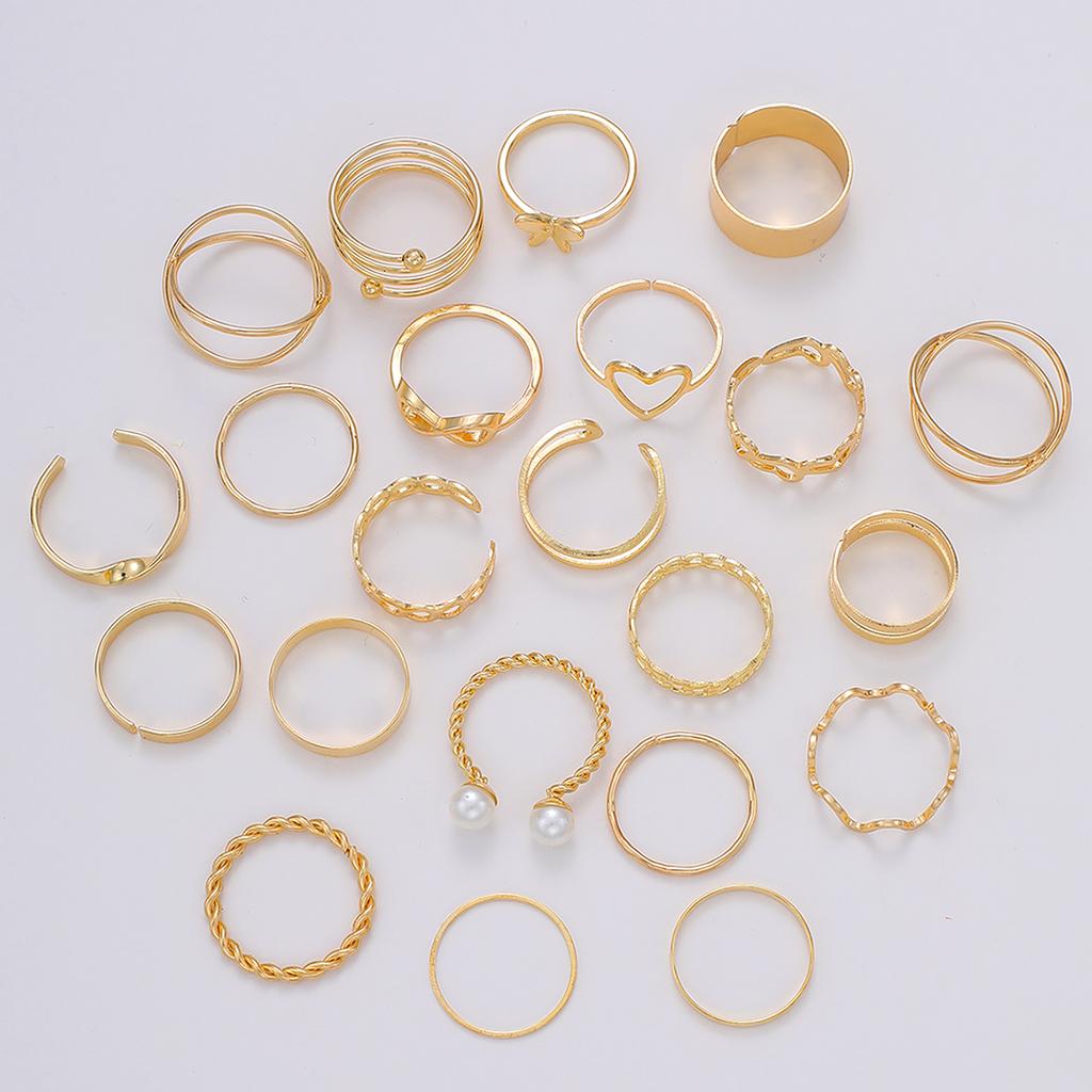 56pcs Fashion Minimalist Faux Pearl Geometric Snake Bone Chain Butterfly Multi-Layer Necklace Bracelet Ring Earring Jewelry Set