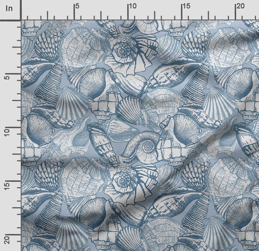 Soimoi Sea Shell Print, Cotton Cambric, Quilting Fabric prodávaná společností The Yard 42 Inch Wide, Medium Weight Cotton Fabric,