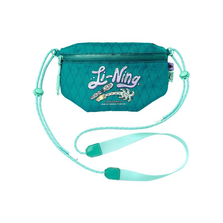 

New LiNing Steven Harrington Collaboration Fabric Shoulder Bag Crossbody Bag Regular Unisex Light Jade Green ABDR312-2 23.1*5.1*14.0CM