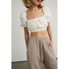 Women's Lace-Up Elastic Waist Linen Blend Jogging Trousers