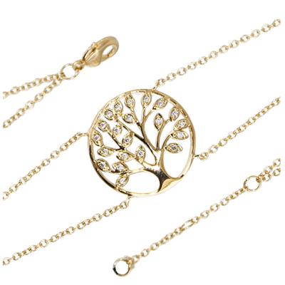 [R1545] – Vergoldetes Armband „Baum des Lebens“ aus Weißgold – 20 mm