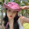 Punk Star Wide Brim Cowboy Hat For Women Girl Soft Cotton Fordable Sunshade Fisherman Cap Outdoor Fishing Climbing Denim Hats