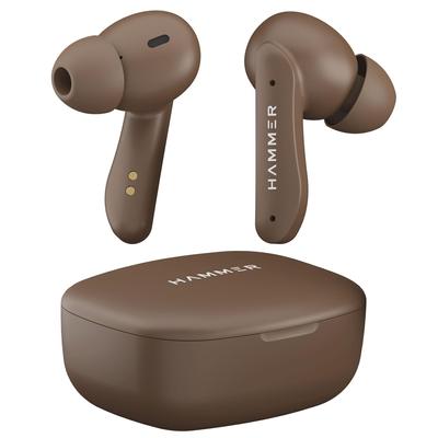 Hammer Solitude Bluetoothová sluchátka do uší s výdrží až 22 hodin přehrávání, ENC, rychlé nabíjení Type-C, voděodolnost IPX4, Bluetooth v5.3 (Mocha Brown)