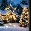 New Year Festive Atmosphere Light LED Christmas Window Star Decoration, Battery Operated Hanging Warm Indoor Outdoor Decorations Lighted Shaped