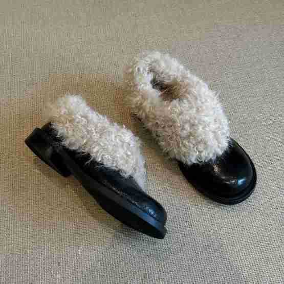 Loafers for Woman French Retro Platform Deep Mouth Plush Shoes Women's 2026 Winter New British Style Thick Heel Fashion Shoes