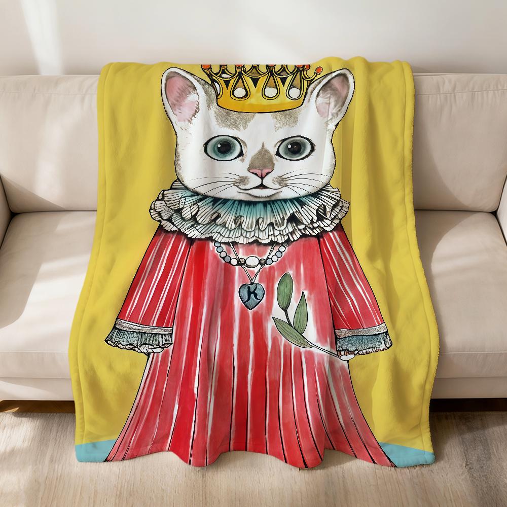 Cute Vintage Cartoon Cat Fashion Brand Flannel Soft Warm Plush Blanket Sofa Living Room Pet Hogar Bedroom Gift Home Car Portable