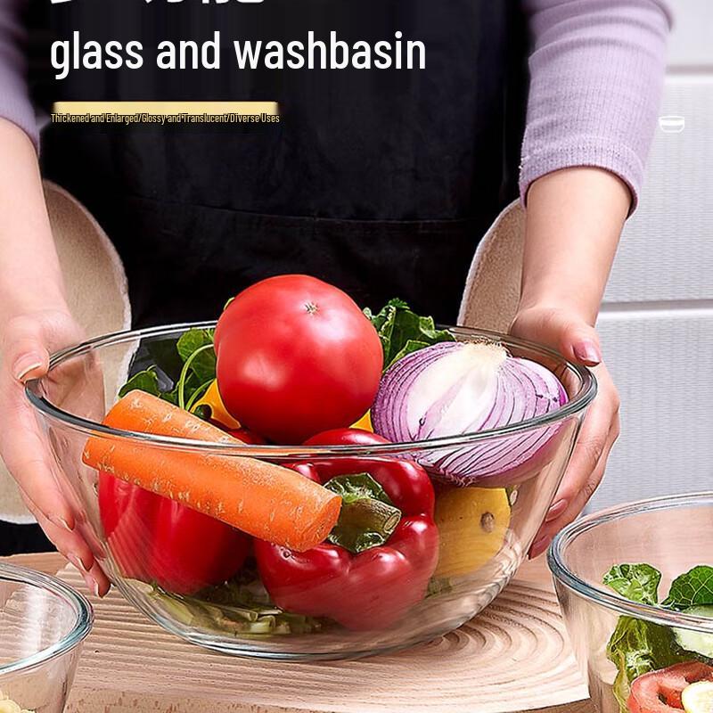 Fulaiwenci Transparent Glass Mixing and Salad Bowl