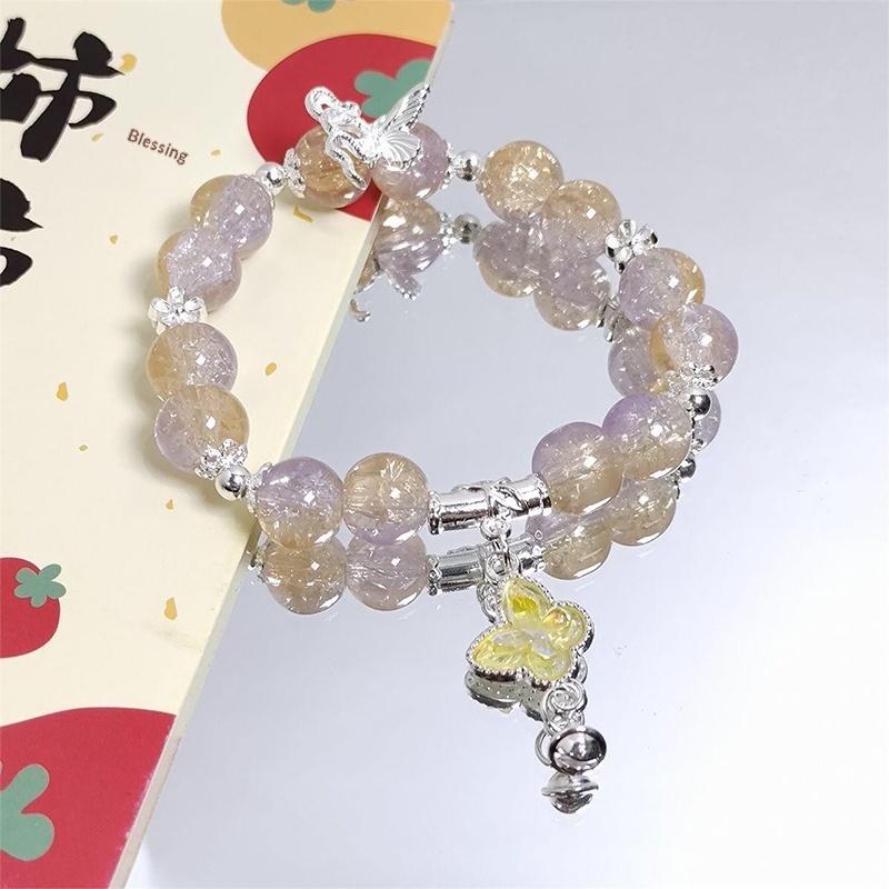 Handgefertigtes Perlenarmband für Damen Elegantes Schmetterlings-Quasten-Anhänger-Accessoire für Geburtstagsgeschenk